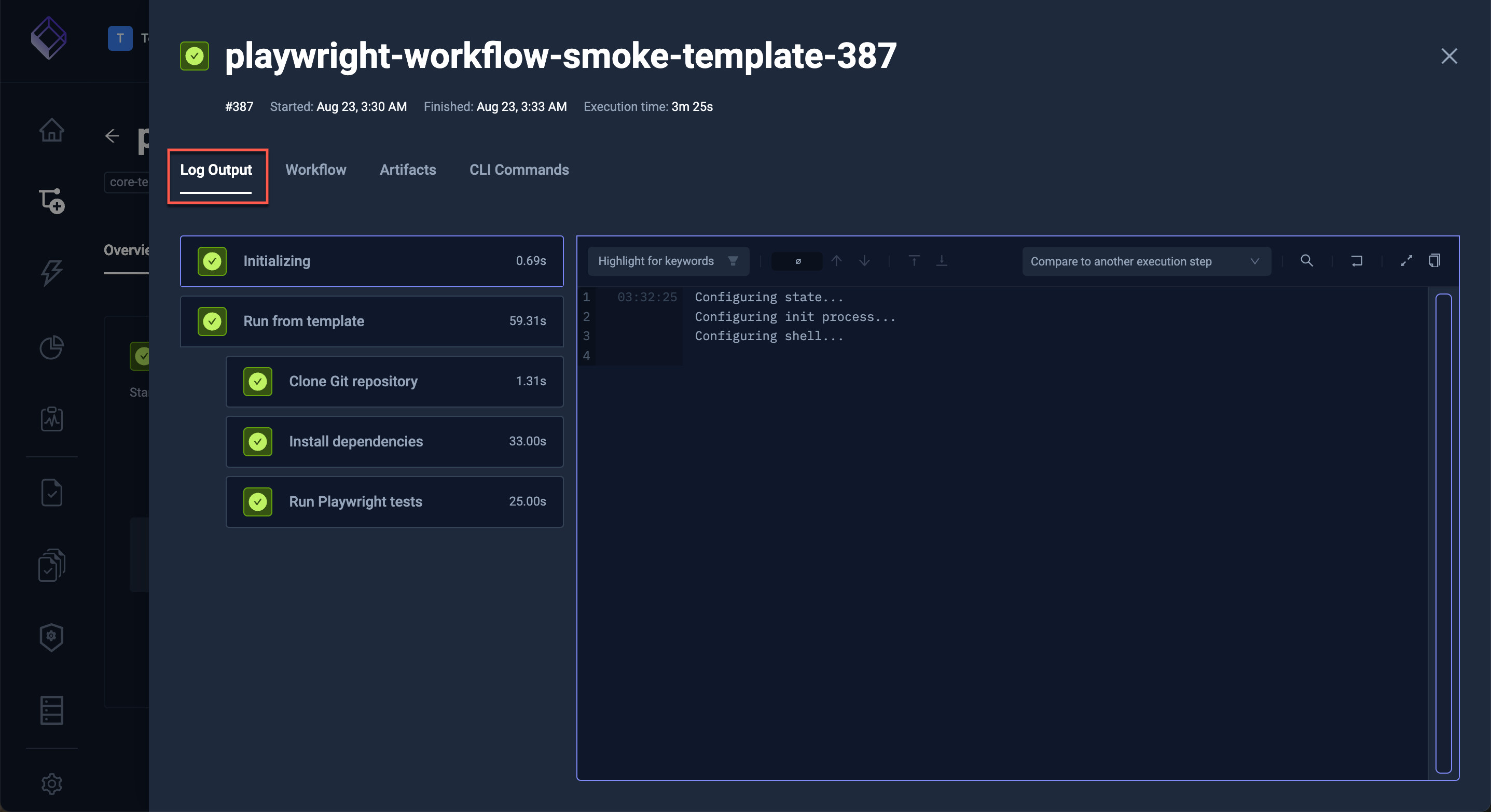 Workflow Log output